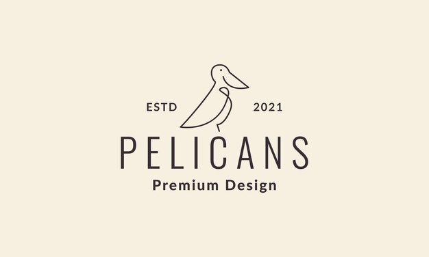 Líneas continuas pájaro pelícano logo vector icono ilustración diseño