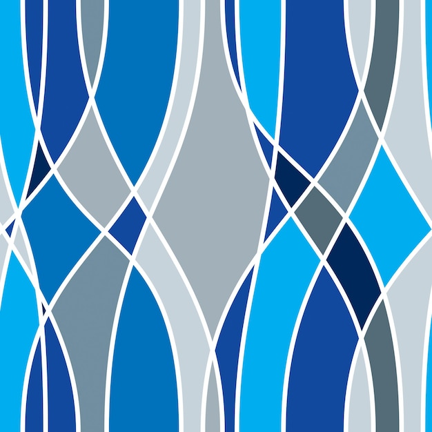 Líneas curvas enredadas patrón sin costuras, vector repetir fondo sin fin, rayas artísticas motivo de papel tapiz de mosaico de moda. Utilizable para tela, papel tapiz, envoltura, web e impresión. Muestra de muestra de color azul.