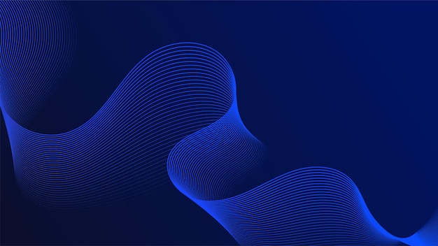 Líneas curvas geométricas en tonos azules de gradiente que forman patrones de flujo abstracto futurista dinámico