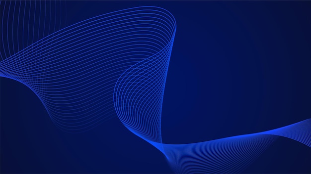 Líneas curvas geométricas en tonos azules de gradiente que forman patrones de flujo abstracto futurista dinámico
