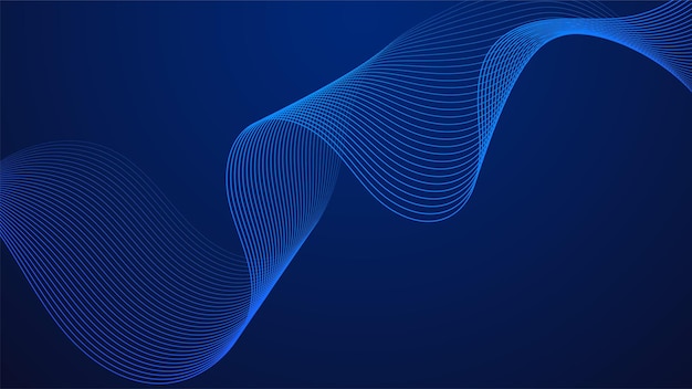 Líneas curvas geométricas en tonos azules de gradiente que forman patrones de flujo abstracto futurista dinámico