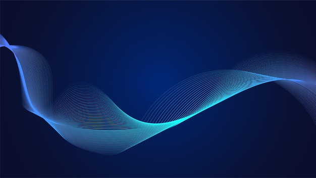 Líneas curvas geométricas en tonos azules de gradiente que forman patrones de flujo abstracto futurista dinámico