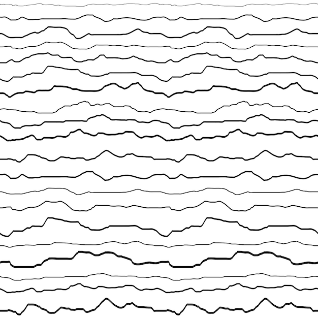 Líneas curvas horizontales dibujado a mano fondo minimalista patrón sin costuras