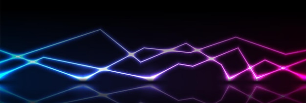 Líneas curvas de neón azul púrpura fondo de tecnología abstracta