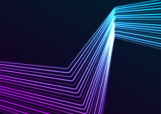 Líneas curvas de neón ultravioleta azul fondo geométrico futurista abstracto