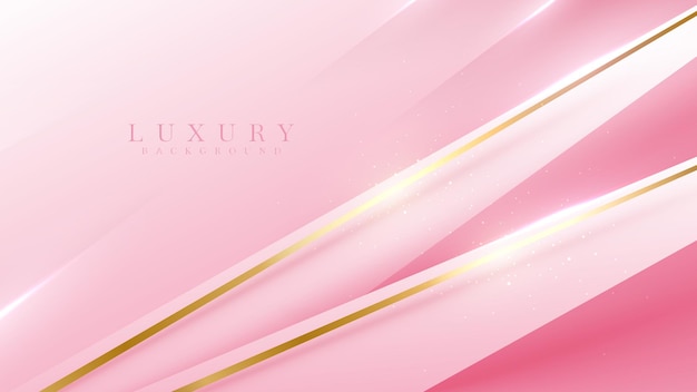 Las líneas diagonales doradas brillan de lujo sobre fondo rosa, concepto moderno de diseño de portada, ilustración vectorial.