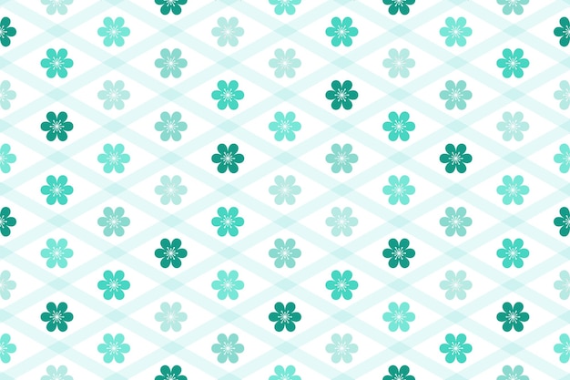 Líneas diagonales turquesas suaves abstractas o formas de diamante y diseño de patrones florales sin costuras