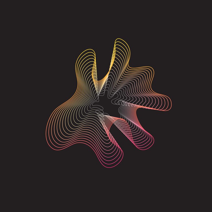 líneas dinámicas y puntos para el diseño de redes de música de fondo con partículas curva de onda sonora radial