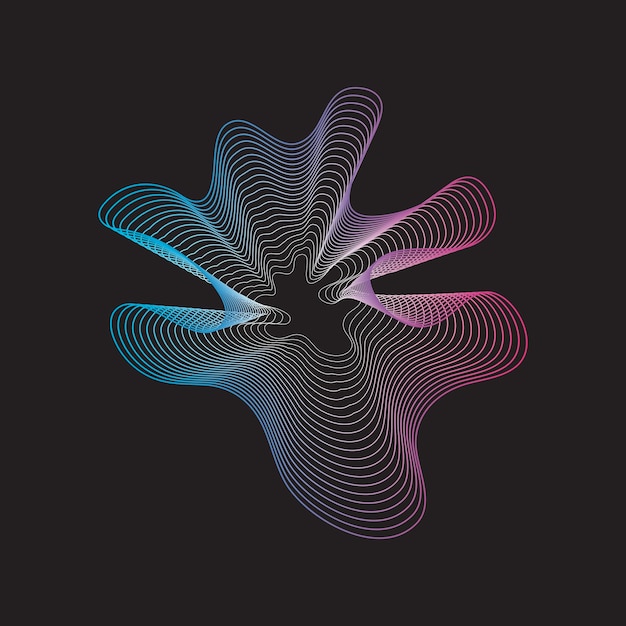 líneas dinámicas y puntos para el diseño de redes de música de fondo con partículas curva de onda sonora radial