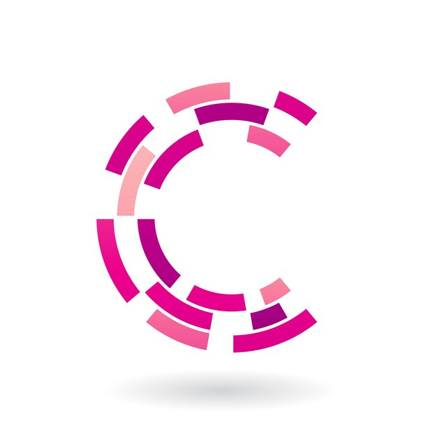 Líneas discontinuas circulares magentas que forman un icono de letra C