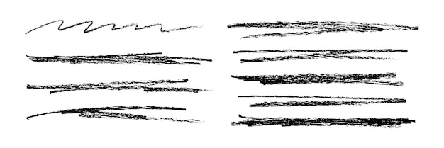 Líneas de Doodle con textura de lápiz grunge dibujadas a mano con tiza.