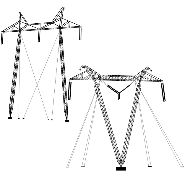 Líneas eléctricas de transmisión Ilustración vectorial