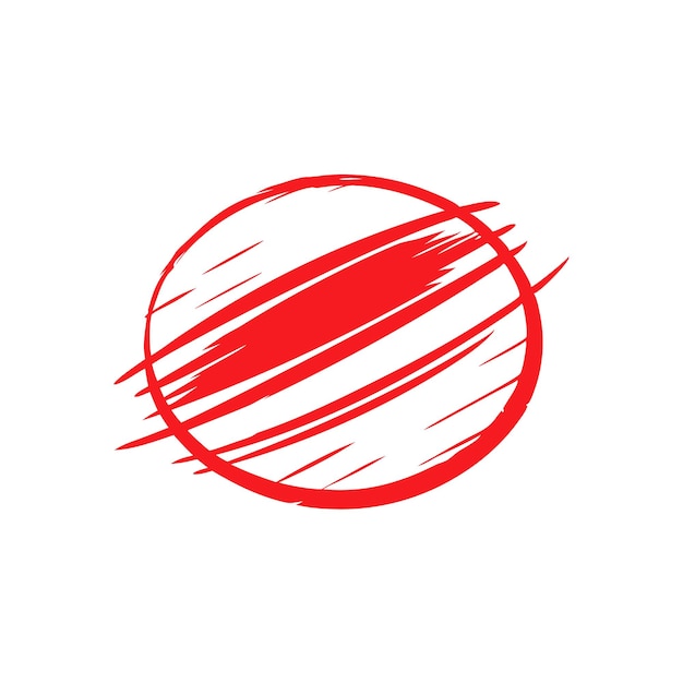 Líneas elípticas circulares marcador rojo ilustración vectorial plana aislada sobre fondo blanco