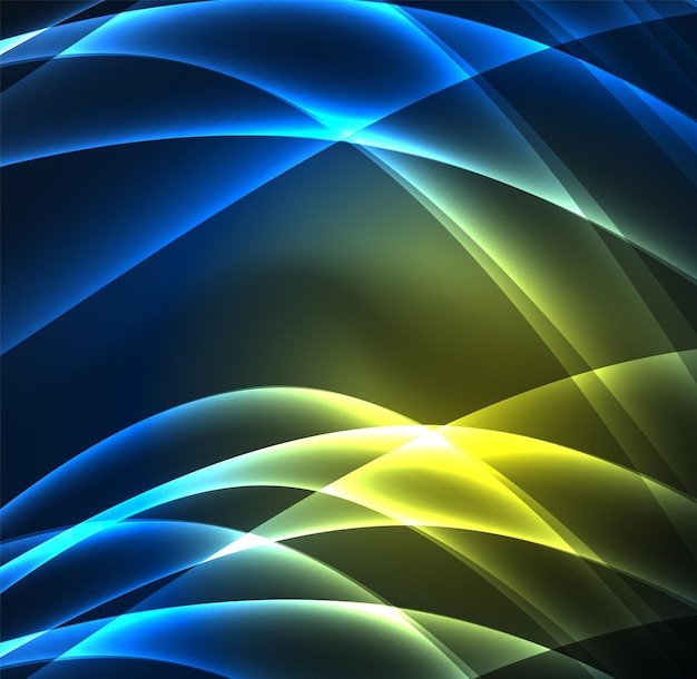Líneas de energía ondas brillantes en el fondo abstracto del vector oscuro Vector negocio o tecnología presentación diseño plantilla folleto o patrón de volante o banner web geométrico