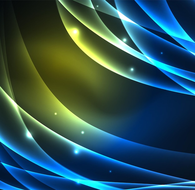 Líneas de energía ondas brillantes en el fondo abstracto del vector oscuro Vector negocio o tecnología presentación diseño plantilla folleto o patrón de volante o banner web geométrico