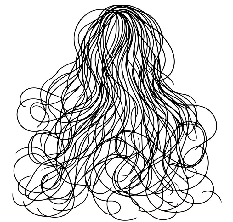 Líneas enredadas dibujo de cabello