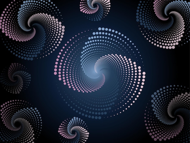 Líneas espirales abstractas en un fondo oscuro plantilla de diseño premium