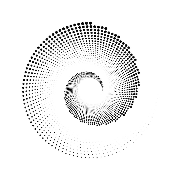 Líneas espirales punteadas elemento forma de semitono giratorio radial forma de círculo remolino de puntos forma geométrica abstracta