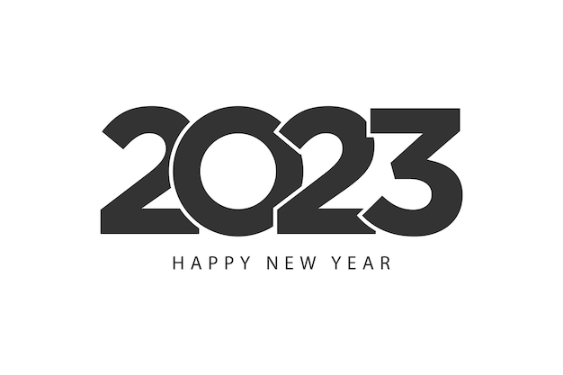 Líneas de estilo simple feliz año nuevo 2023 tema blanco negro