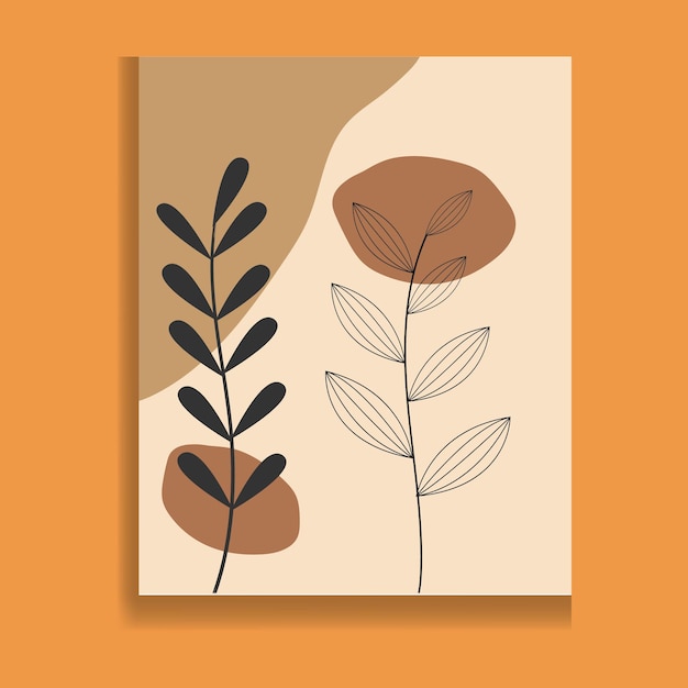 Líneas de flores abstractas modernas y fondo artístico con diferentes formas para la decoración de paredes, vector.