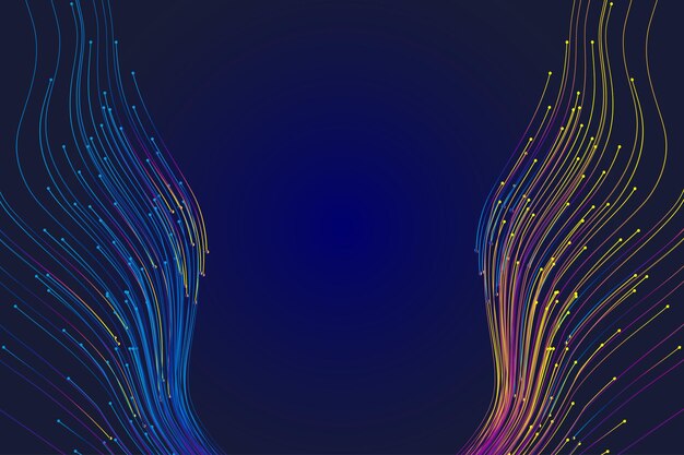 Las líneas fluidas onduladas de color tienen un fondo de vector espacial técnico