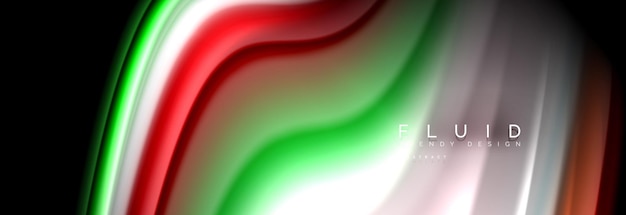 Líneas de fluidos líquidos coloridos brillantes en un fondo abstracto moderno negro