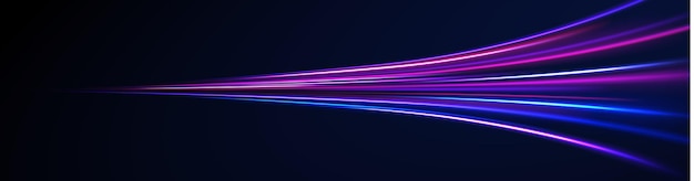 Líneas en forma de cometa contra un fondo oscuro Ilustración del concepto de alta velocidad