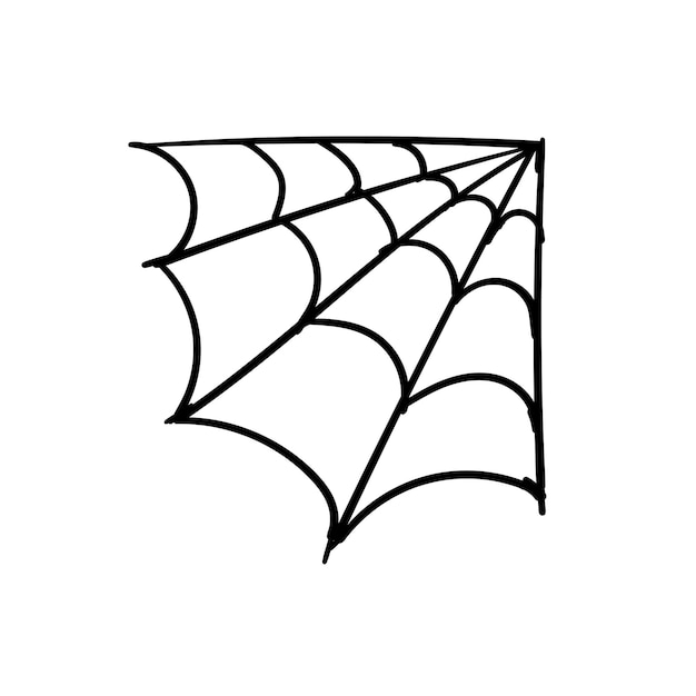 Líneas de garabateo de la red de araña de Halloween Ilustración vectorial de dibujo a mano