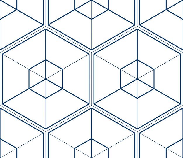 Líneas geométricas 3d patrón abstracto sin costuras, fondo vectorial. Línea de ingeniería de estilo tecnológico dibujando ilustraciones infinitas. Un solo color, blanco y negro.