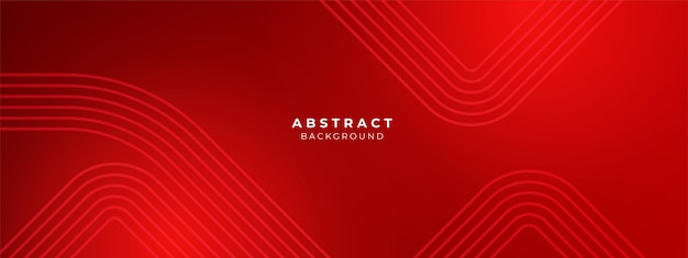 Líneas geométricas brillantes abstractas en fondo rojo patrón de líneas redondeadas diagonales azules brillantes diseño de plantilla de bandera moderno con espacio para su texto Ilustración vectorial