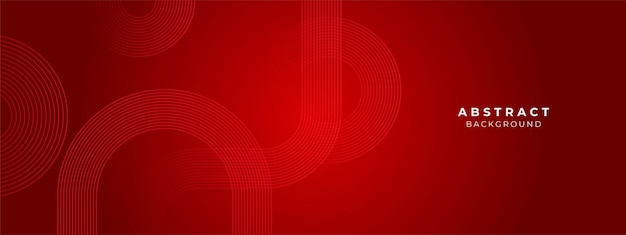 Líneas geométricas brillantes abstractas en fondo rojo patrón de líneas redondeadas diagonales azules brillantes diseño de plantilla de bandera moderno con espacio para su texto Ilustración vectorial