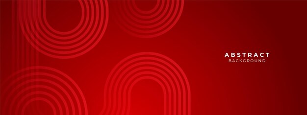 Líneas geométricas brillantes abstractas en fondo rojo patrón de líneas redondeadas diagonales azules brillantes diseño de plantilla de bandera moderno con espacio para su texto Ilustración vectorial
