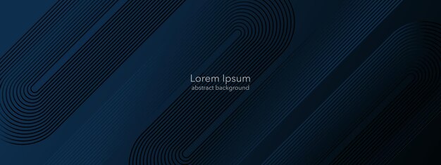 Líneas geométricas brillantes azules abstractas sobre fondo azul oscuro Fondo diagonal moderno de líneas redondeadas Fondo de negocios para su diseño Ilustración vectorial EPS 10