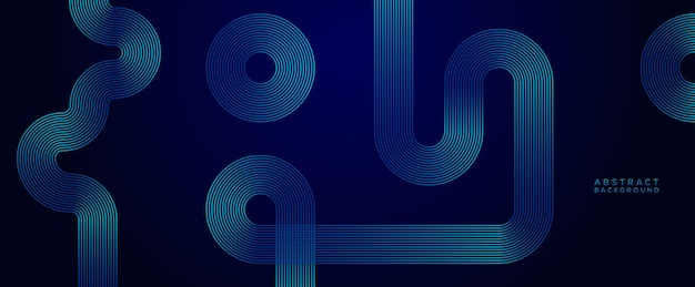 Líneas geométricas brillantes azules abstractas sobre un fondo azul oscuro Patrón de líneas azules brillantes modernas Diseño artístico de líneas de rayas geometricas