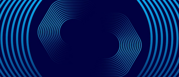 Líneas geométricas brillantes azules abstractas sobre un fondo azul oscuro