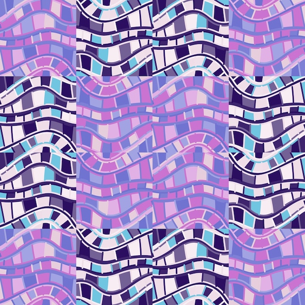 Líneas geométricas dibujadas a mano ornamento de azulejos Caleidoscopio abstracto mosaico de patrones sin fisuras Fondo de pantalla de línea vintage