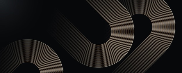 Líneas geométricas doradas abstractas en fondo oscuro Moderno patrón de líneas redondeadas diagonales de lujo