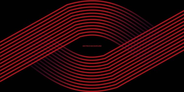 Líneas geométricas rojas brillantes abstractas sobre un fondo negro
