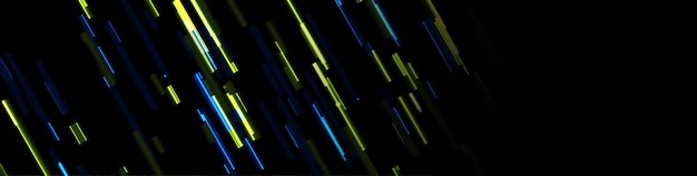 Líneas de glitch de neón amarillo y azul bandera tecnológica