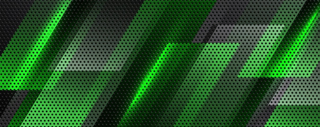 Las líneas grises verdes 3D resumen la capa de superposición de fondo en el espacio oscuro con efecto de puntos perforados