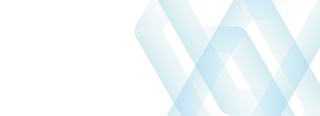 Líneas hexagonales azules abstractas sobre fondo blanco Diseño artístico de líneas de rayas geométricas para banner