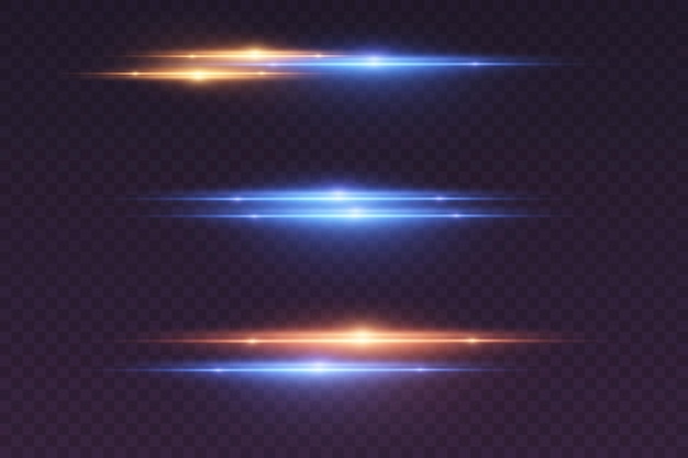 Líneas horizontales de láser del efecto de los rayos de luz
