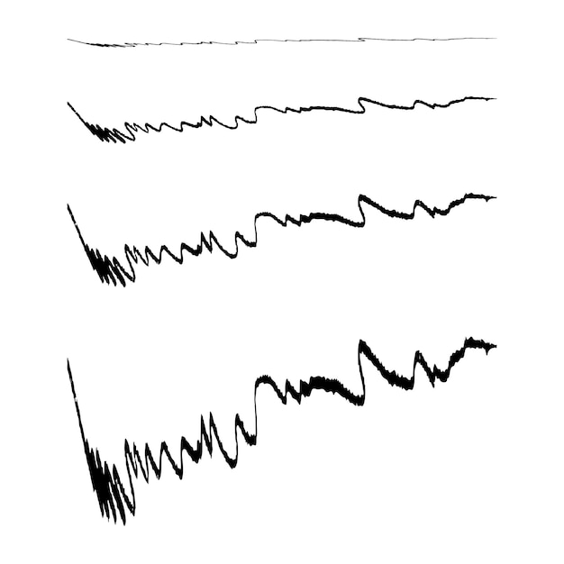 Líneas irregulares dibujadas a mano Patrones de ondas abstractas Trazos dinámicos sketchy Ilustración vectorial