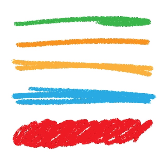Líneas de lápiz de colores dibujadas a mano y garabates en un fondo blanco recta horizontal