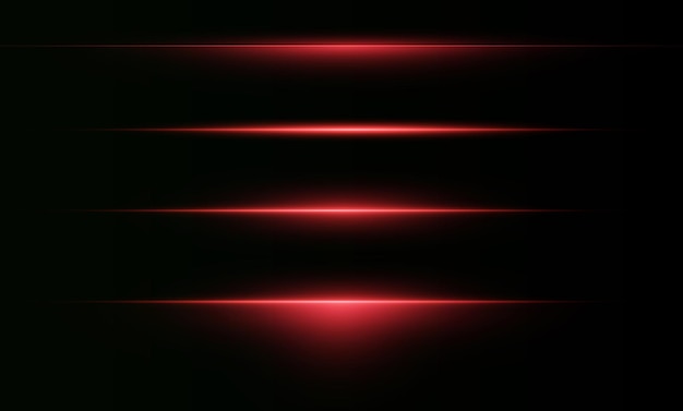 Líneas láser de luz Luz de neón horizontal Líneas de velocidad horizontales rojas de neón Rayas brillantes
