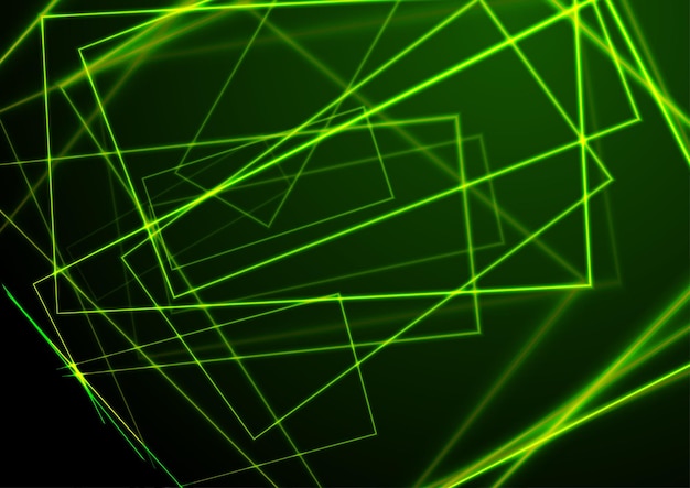 Líneas de láser de neón verde fondo tecnológico futurista
