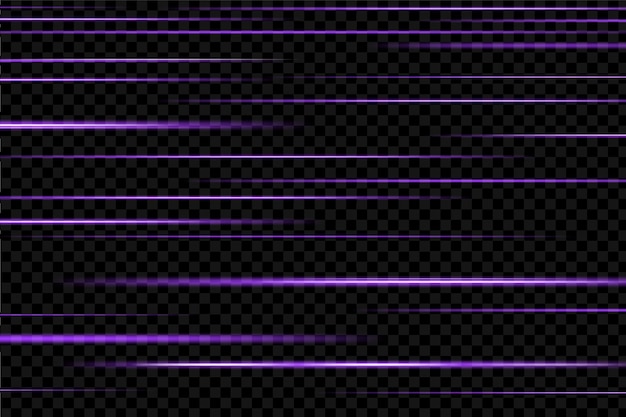 Vector líneas de lentes de rayos horizontales púrpuras rayos láser rayos de luz