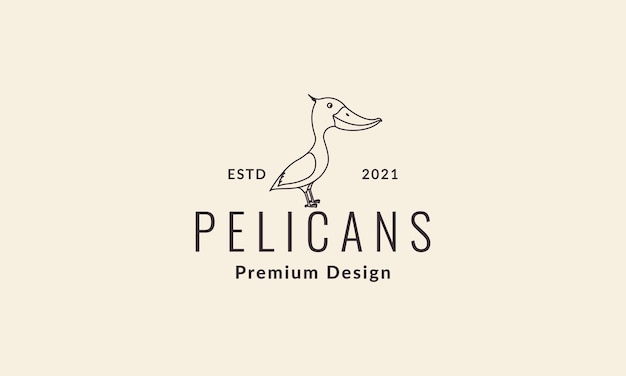 Líneas lindas pájaro pelícano logotipo símbolo vector icono ilustración diseño gráfico