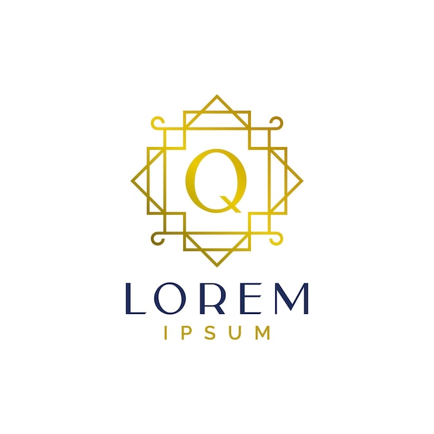Líneas de lujo Art Deco Templata de logotipo de la letra Q