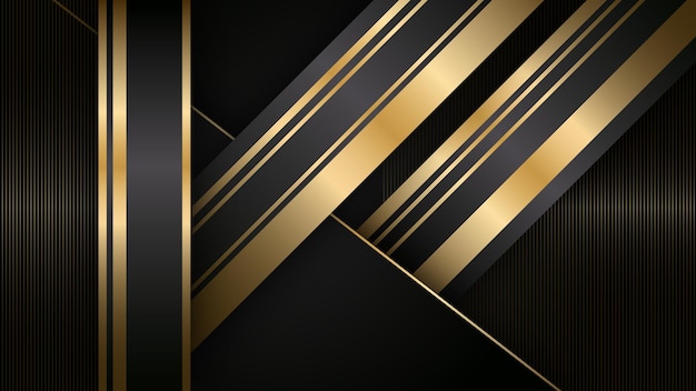 líneas de lujo fondo de vector negro y dorado